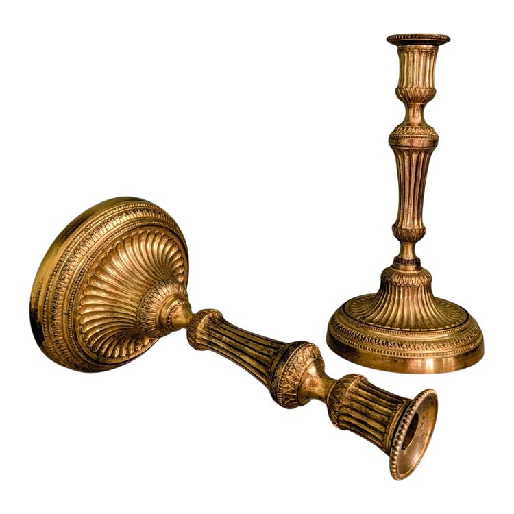 Ein Paar Kerzenhalter, Fackeln Louis XVI aus vergoldeter Bronze, Ende des 18.