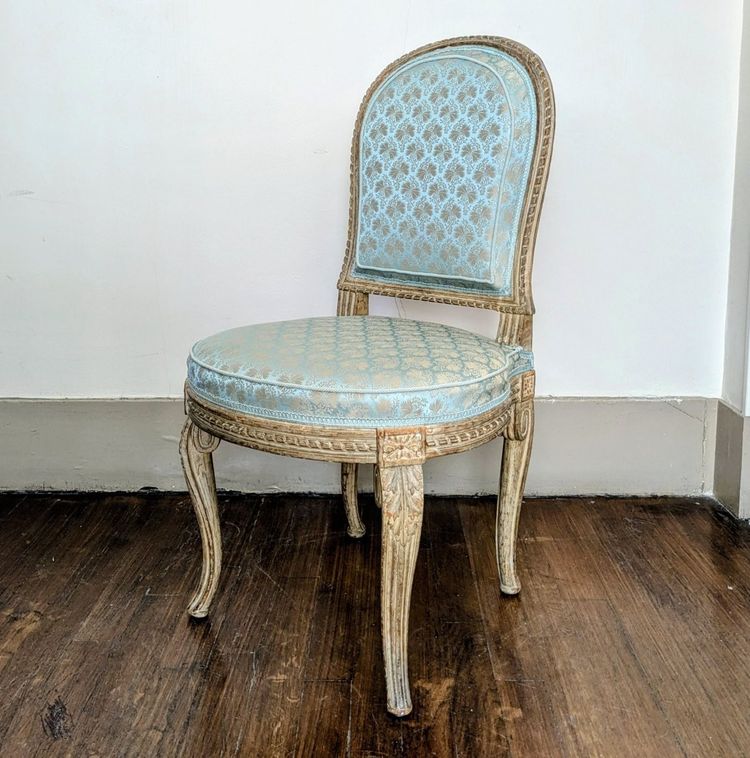 Georges Jacob - chaise transition, modèle royal - bois peint et soie Lelièvre