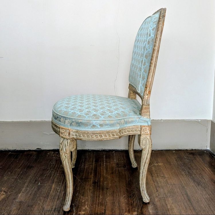 Georges Jacob - chaise transition, modèle royal - bois peint et soie Lelièvre