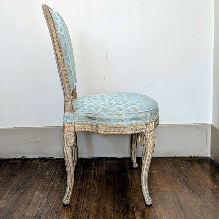 Georges Jacob - chaise transition, modèle royal - bois peint et soie Lelièvre