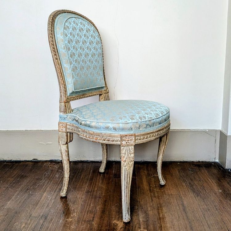 Georges Jacob - chaise transition, modèle royal - bois peint et soie Lelièvre
