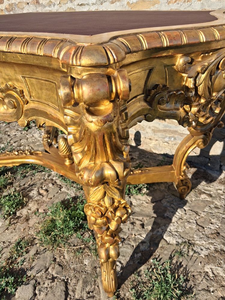 Mitteltisch XIX aus vergoldetem Holz Inspiration Louis XV