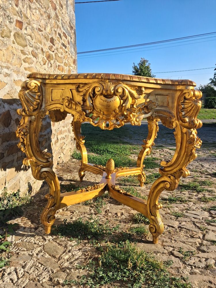 Mitteltisch XIX aus vergoldetem Holz Inspiration Louis XV
