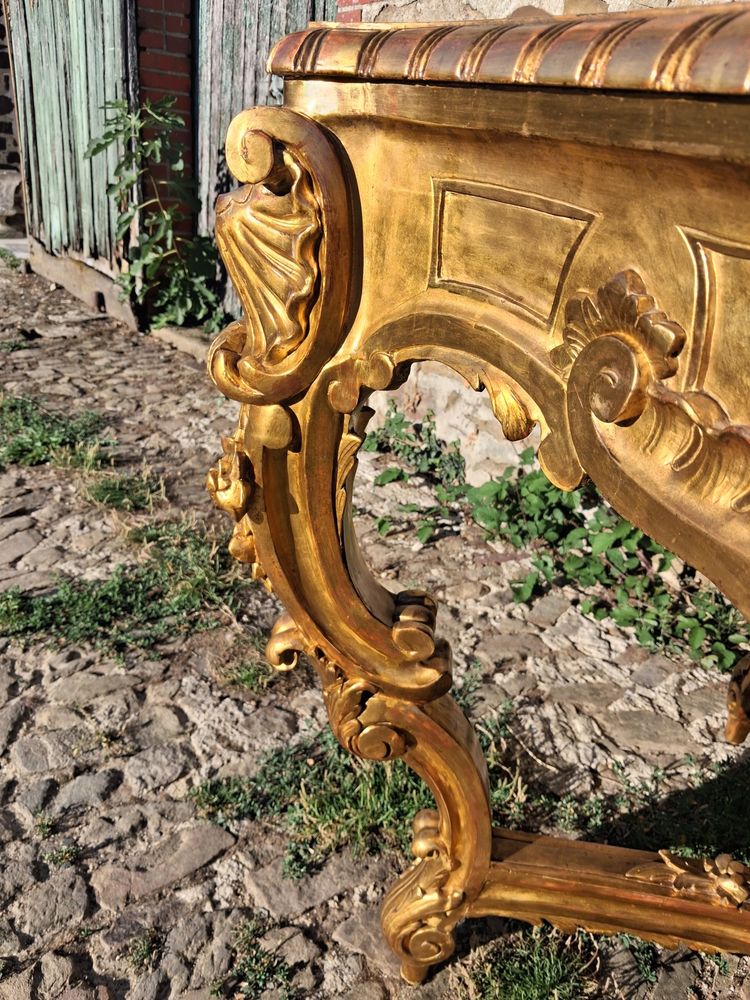 Mitteltisch XIX aus vergoldetem Holz Inspiration Louis XV