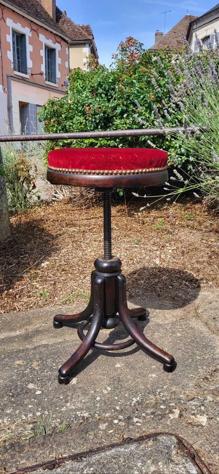Piano Hocker mit Schraube, Thonet XIX.