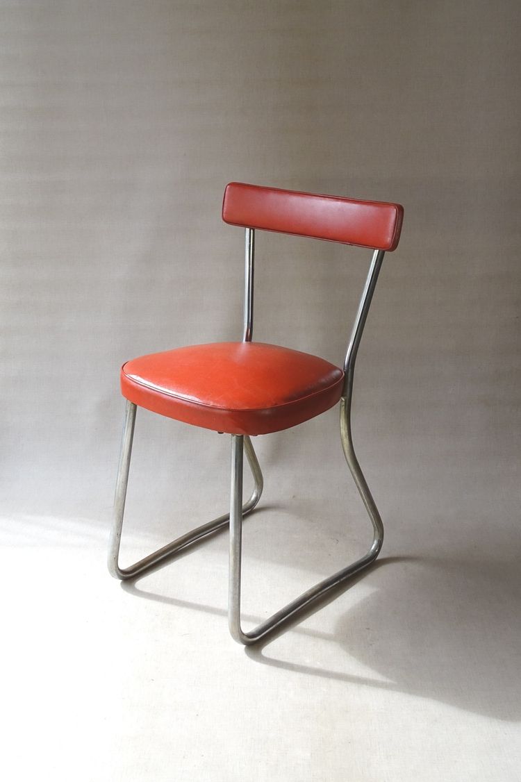 Thonet Bauhaus chair, leather and steel, ca. 1950 - Stahlrorhmobel -