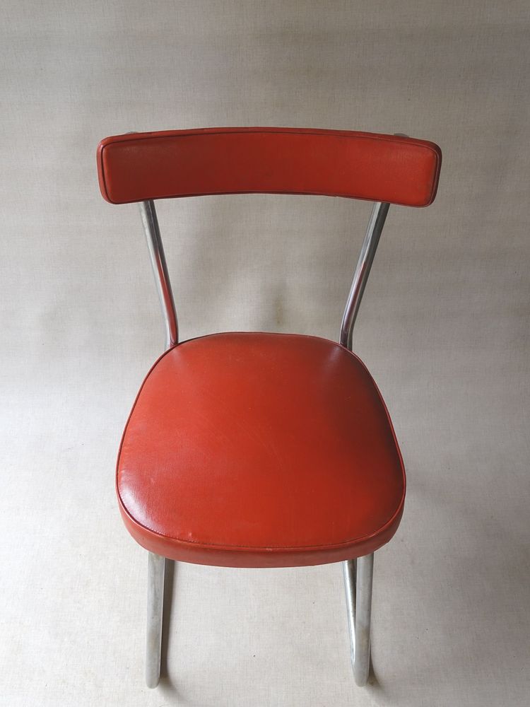 Thonet Bauhaus chair, leather and steel, ca. 1950 - Stahlrorhmobel -