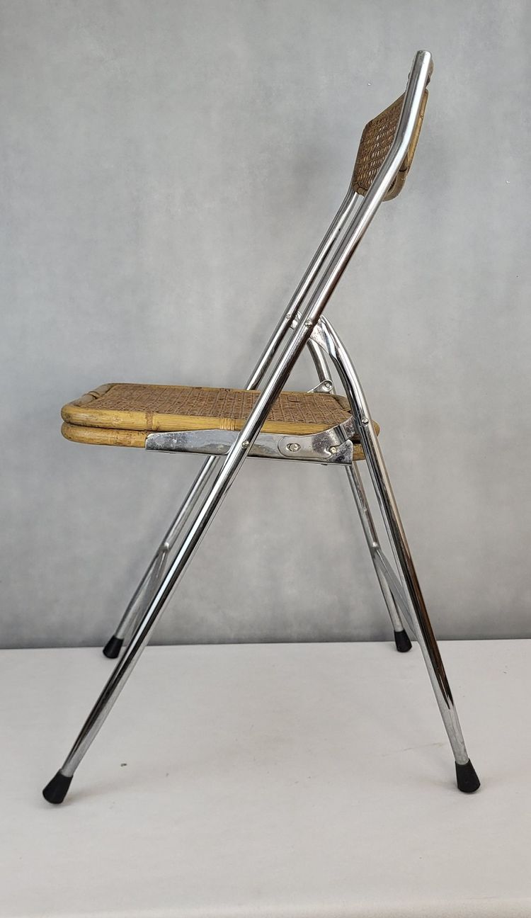 Pair of 1970's rattan folding chairs