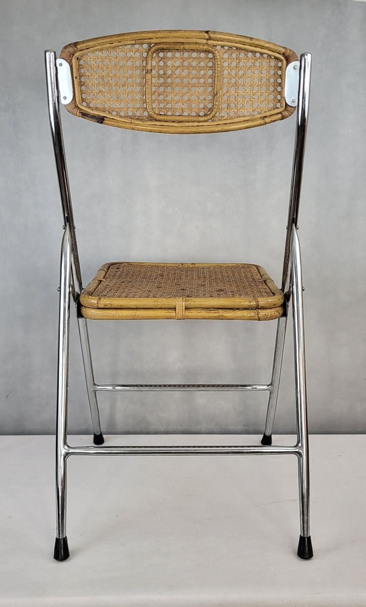 Pair of 1970's rattan folding chairs