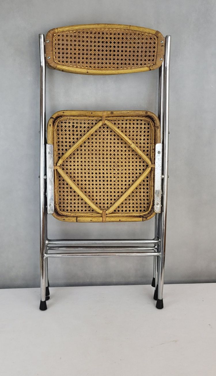 Pair of 1970's rattan folding chairs