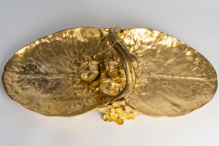 Ciotola in bronzo dorato firmata C.R. Vibert - periodo Art Nouveau (circa 1900)