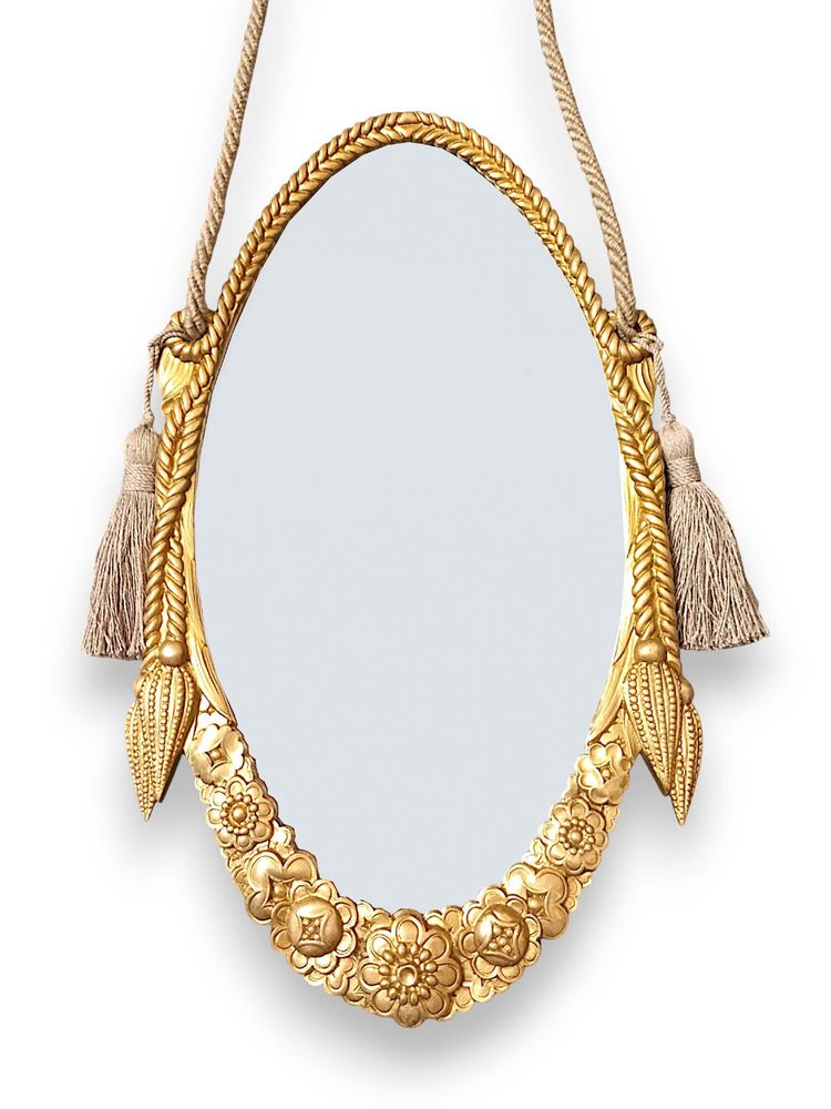 Piccolo specchio Art Déco in bronzo dorato dlg Paul Follot