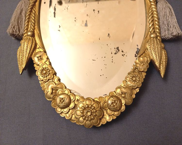 Piccolo specchio Art Déco in bronzo dorato dlg Paul Follot