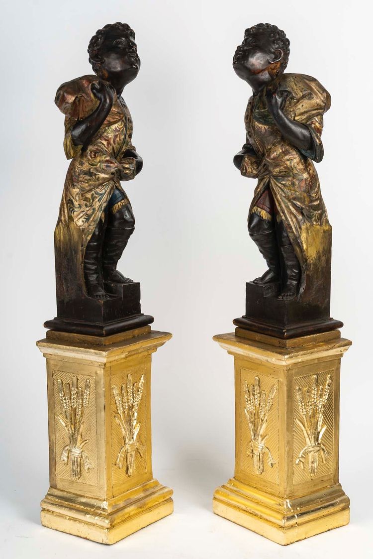 A Pair Of Carved And Gilt Wood Nubian Sculptures, early 19th Century