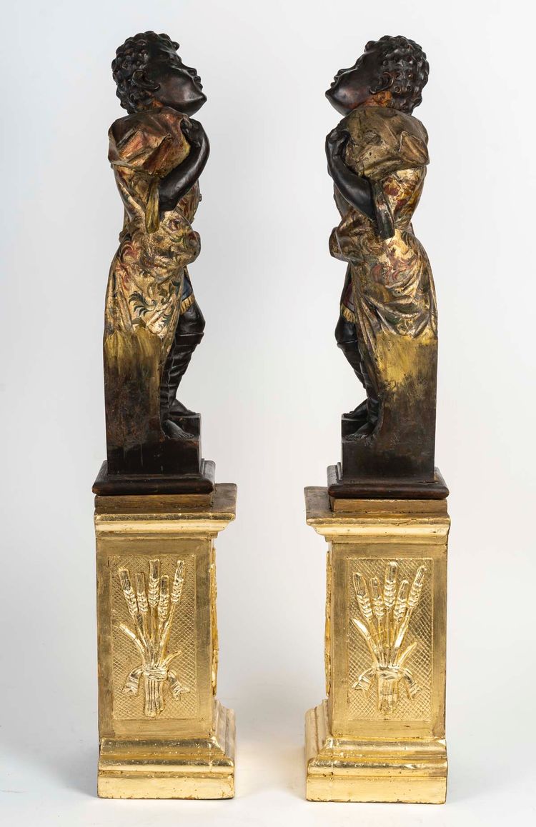 A Pair Of Carved And Gilt Wood Nubian Sculptures, early 19th Century