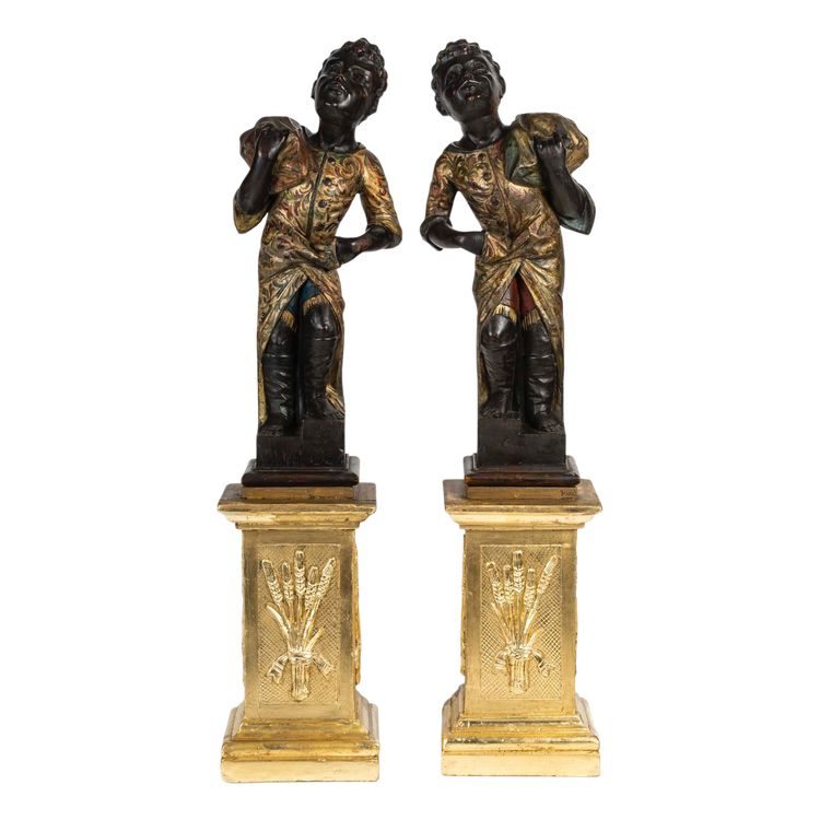 A Pair Of Carved And Gilt Wood Nubian Sculptures, early 19th Century