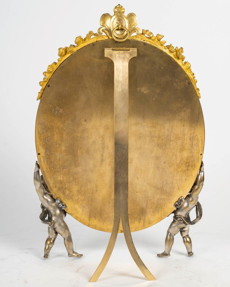 Specchio in bronzo dorato e smalto cloisonné, XIX secolo