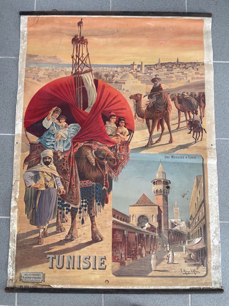 Hugo d’Alesi - La Tunisie Affiche Entoilée Voyages Circa 1892