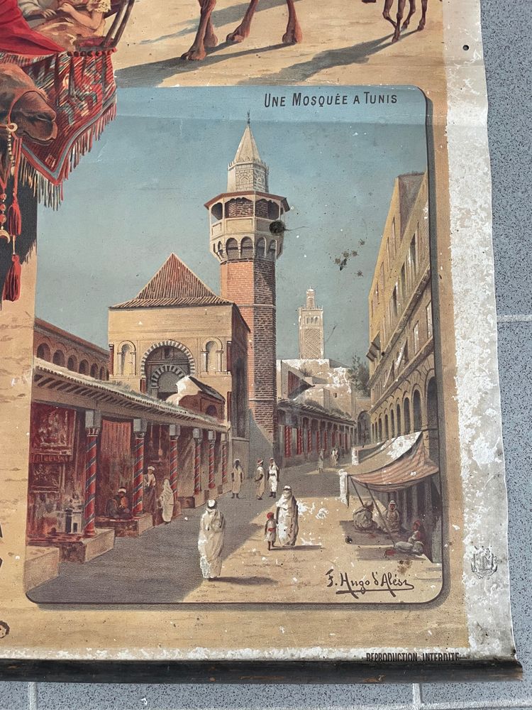 Hugo d’Alesi - La Tunisie Affiche Entoilée Voyages Circa 1892