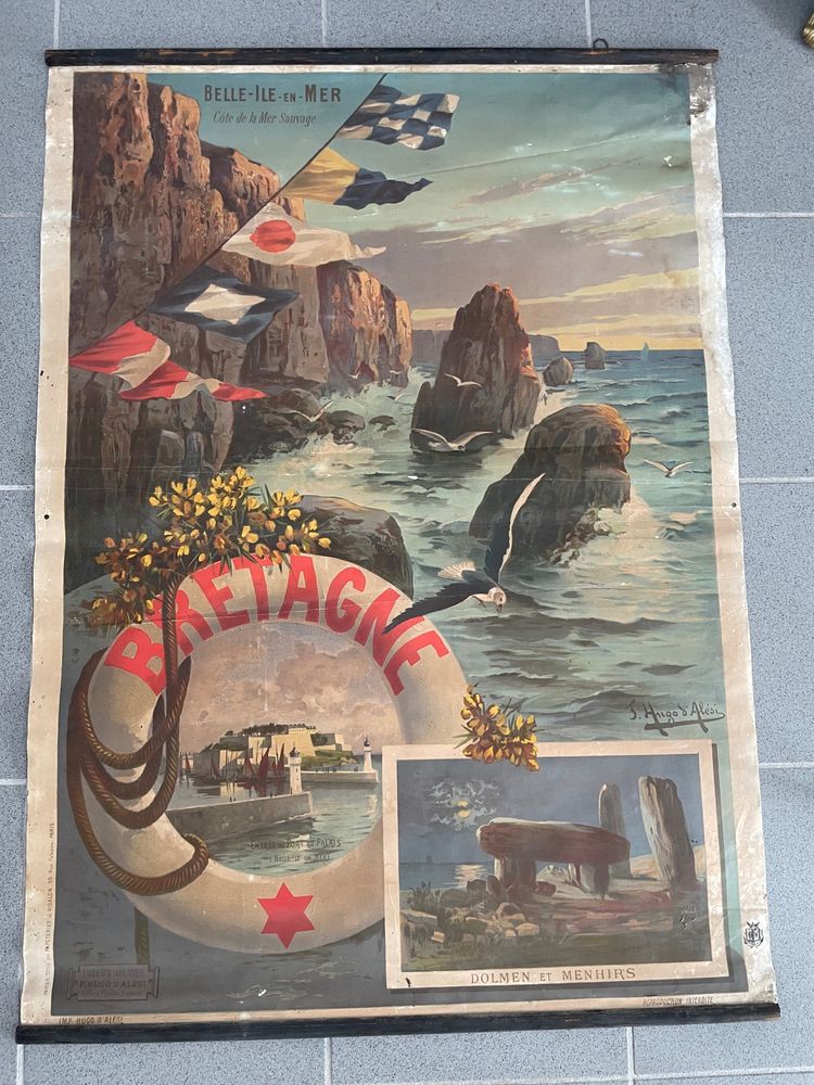 Hugo d'Alesi - La Bretagne Belle Île en Mer (Bretagna, una bella isola in mare) Poster Entoilée Voyages Circa 1890