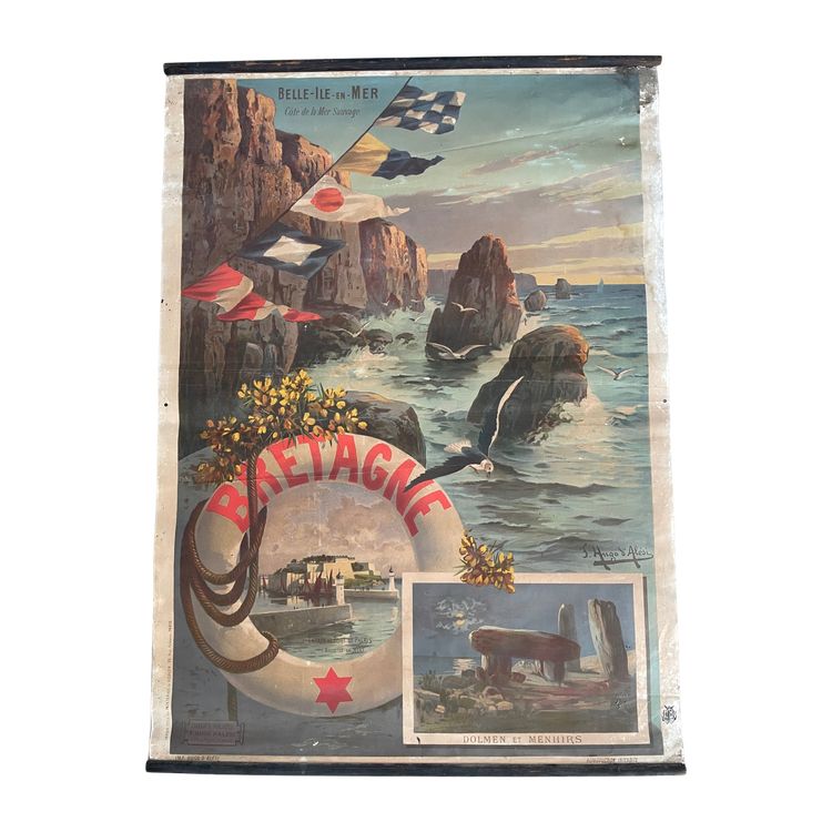 Hugo d'Alesi - La Bretagne Belle Île en Mer (Bretagna, una bella isola in mare) Poster Entoilée Voyages Circa 1890