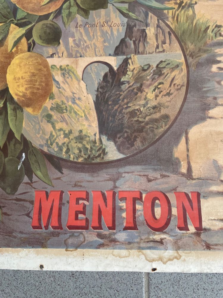 Hugo d’Alesi - Menton Côte d’Azur Affiche Entoilée Voyages Circa 1890