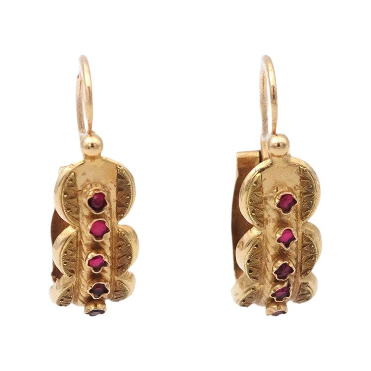 Boucles d’oreille régionales briquet en or 18k, poissardes anciennes, boucles anciennes 