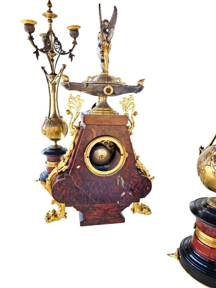 19th century Etruscan style mantel set Henri Picard