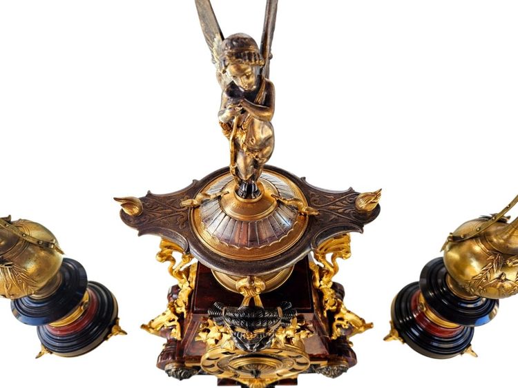 19th century Etruscan style mantel set Henri Picard