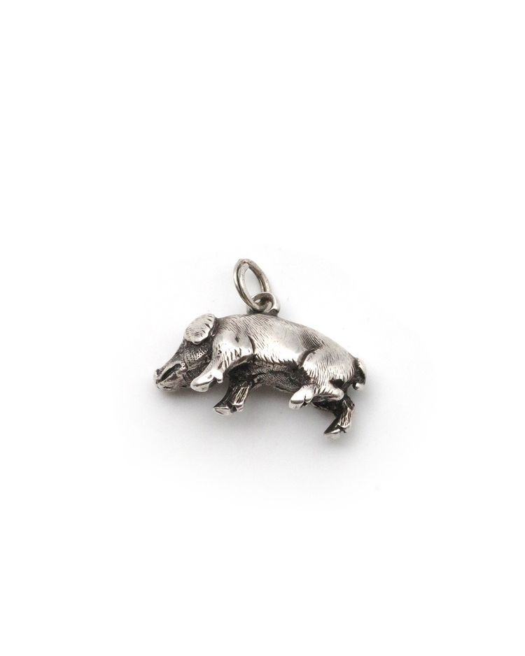 Super cute antique silver tiny Edwardian pig charm pendant, silver pig pendant, charm pendant