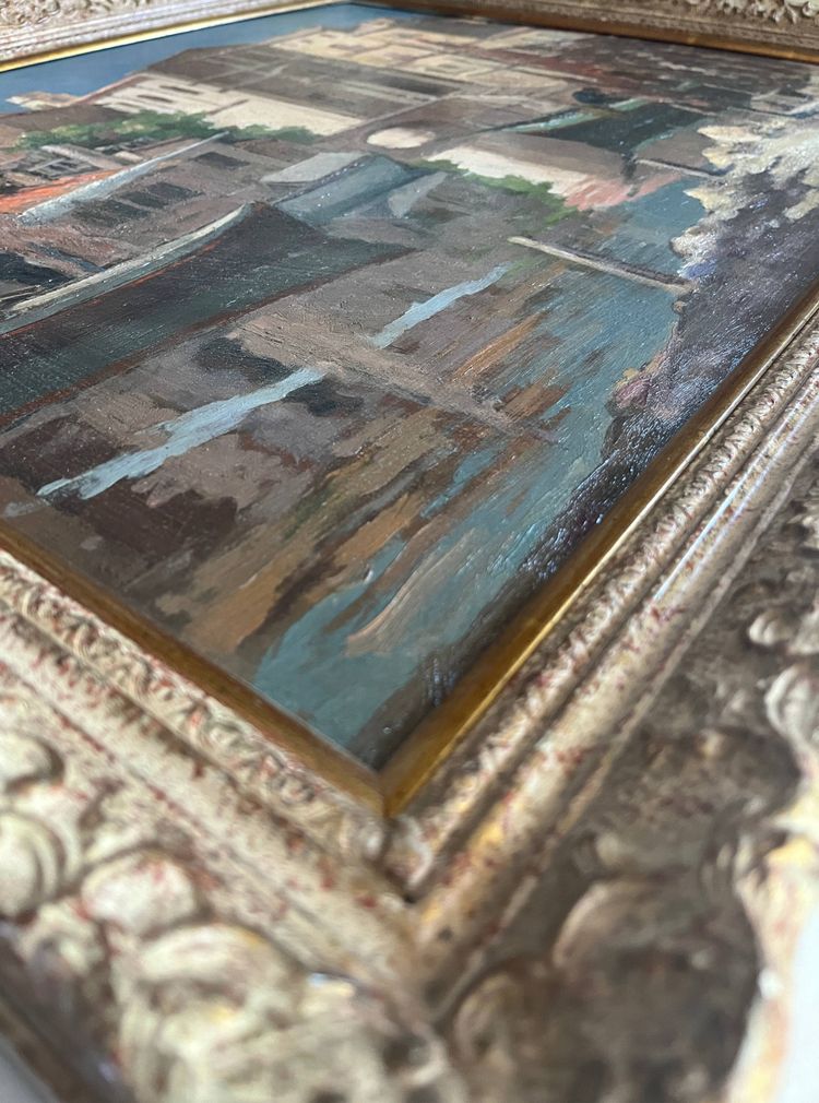 Pittura HSP Pierre MANDONNET (1891-1970) "Le miroir aux oiseaux - Martigues" (Lo specchio degli uccelli - Martigues)