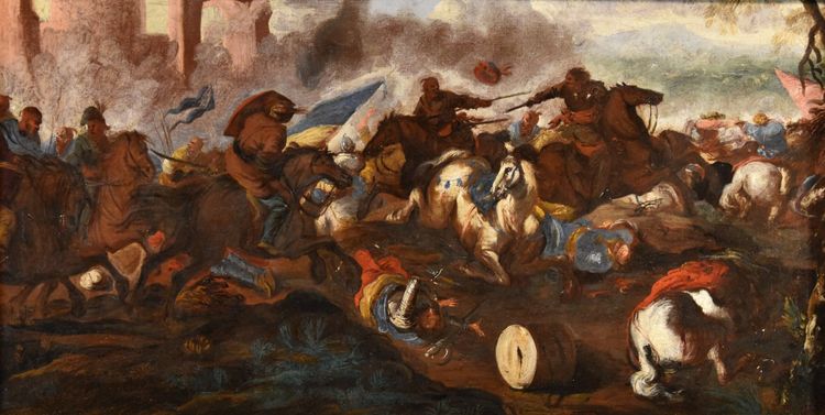 Schlacht zwischen Reitern, Antonio Calza (Verona, 1653 - Verona 1725)