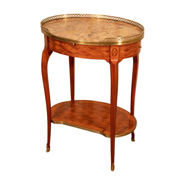 Transition style coffee table in rosewood marquetry