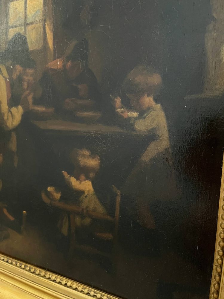 Tableau HST "Le Grand Père" par Édouard D'APVRIL (1843-1928) + cadre