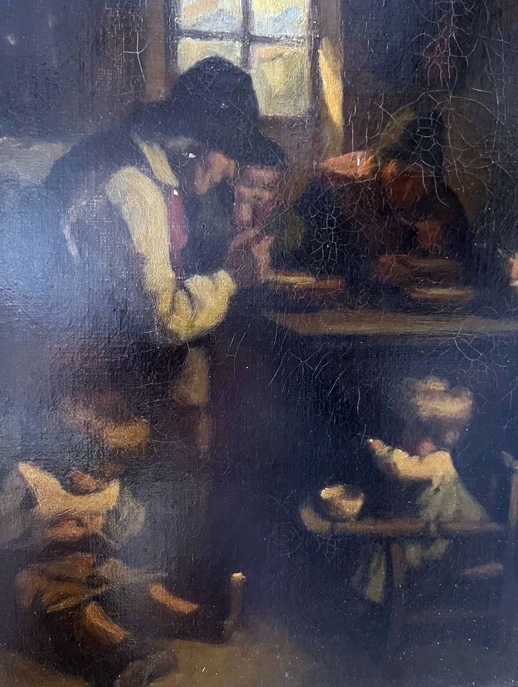 Tableau HST "Le Grand Père" par Édouard D'APVRIL (1843-1928) + cadre