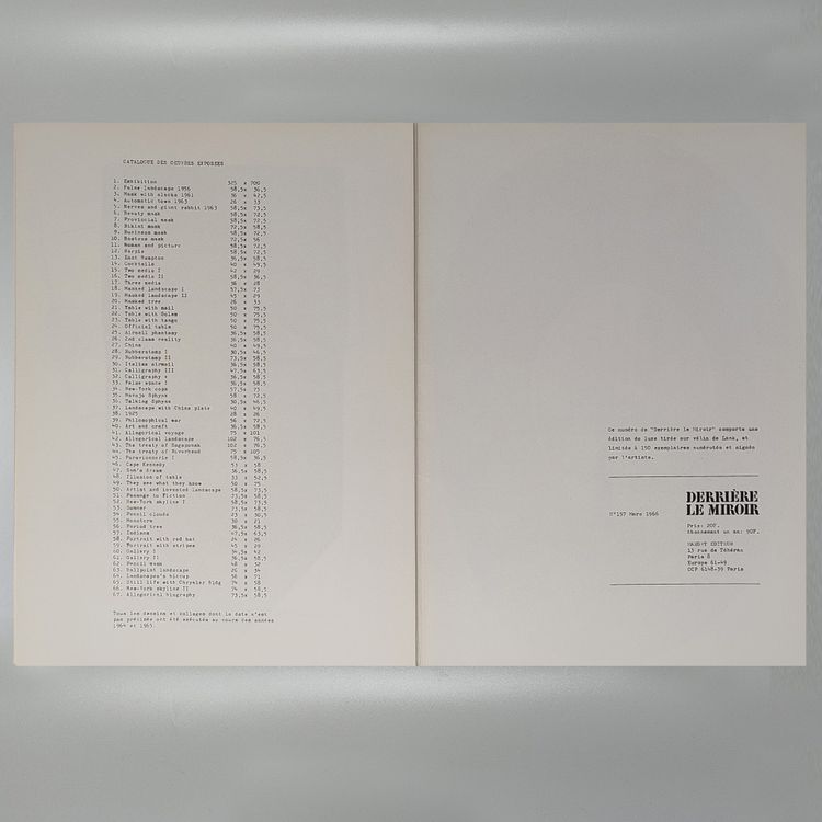 Saul Steinberg "Derriere Le Miroir" n. 157 avec quatorze lithographies de Maeght Editeur.