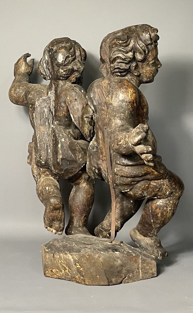 Putti, cherubs in carved wood Baroque period