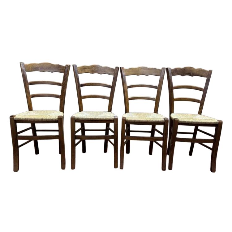 Série de 4 chaises paillées 