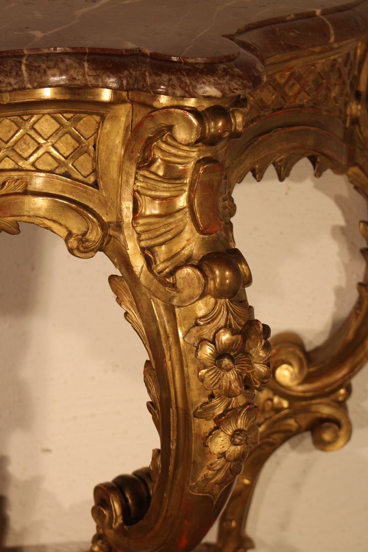 Console régence  bois doré