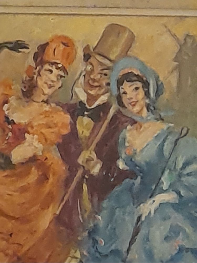 Marcel Bloch huile sur panneau élégantes retour du moulin rouge