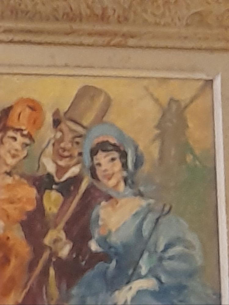 Marcel Bloch huile sur panneau élégantes retour du moulin rouge
