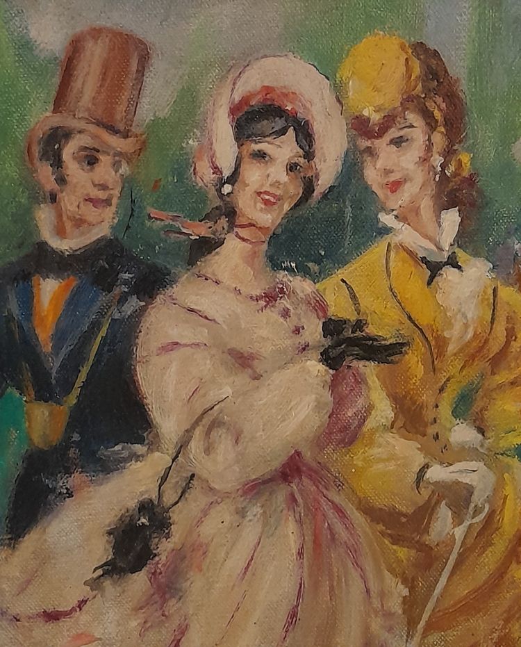 Marcel Bloch Öl auf Leinwand Elegantinnen auf der Rennbahn