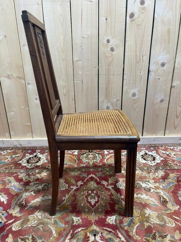 Série de 4 chaises art déco cannées 