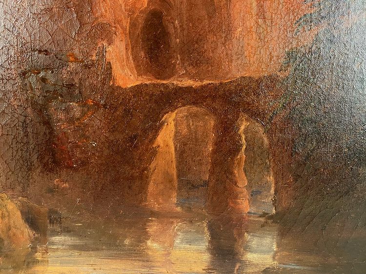 “Paesaggio al crepuscolo”, olio su tela firmato A. de St Vincent e datato 1840
