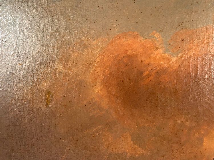 “Paesaggio al crepuscolo”, olio su tela firmato A. de St Vincent e datato 1840