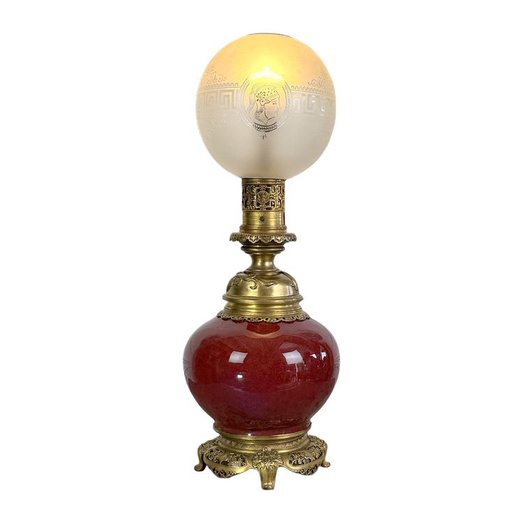 LAMPE CHINE ÉPOQUE NAPOLÉON III EN CÉRAMIQUE SANG DE BŒUF ORNÉE DE BRONZE DORÉ