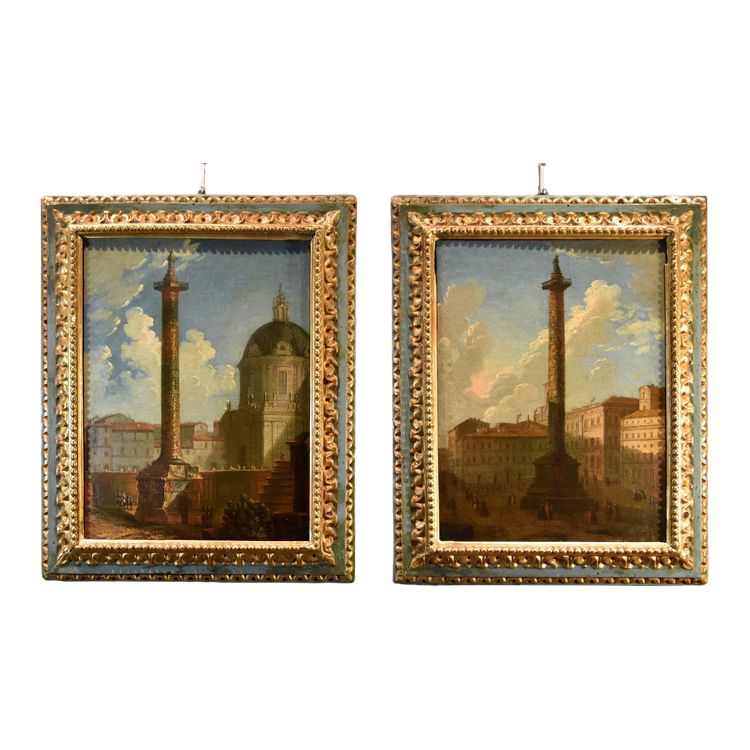 Coppia di vedute di Roma , Antonio Joli (Modena, 1700 – Napoli, 1777)
