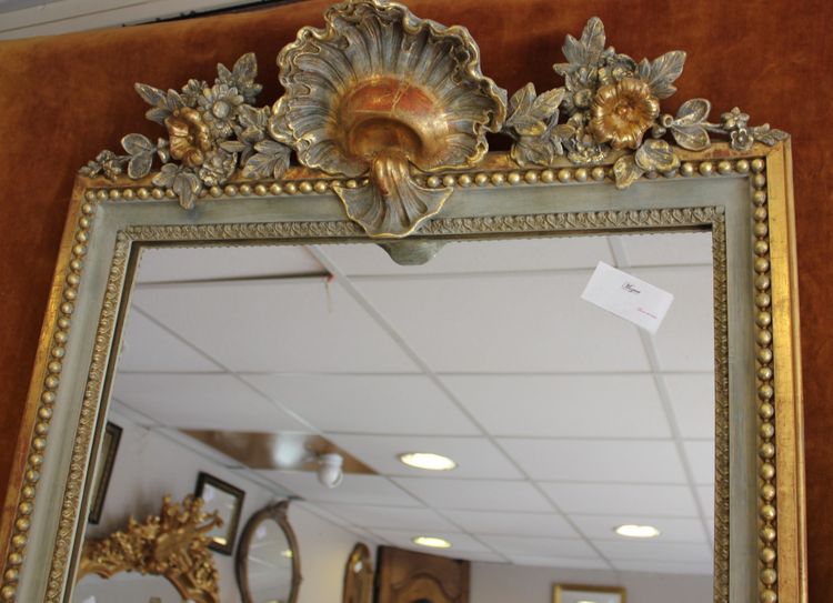 71 X 221 cm, Très grand miroir étroit d'entre-deux XIXème