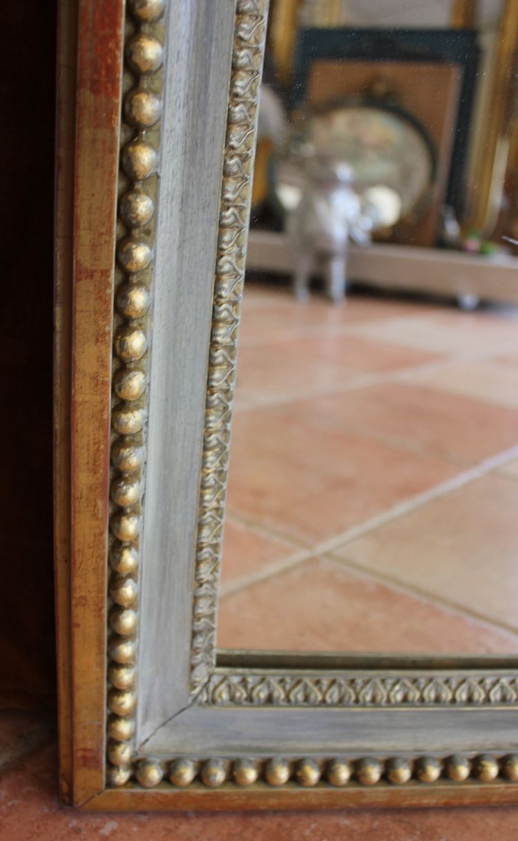 71 X 221 cm, Très grand miroir étroit d'entre-deux XIXème