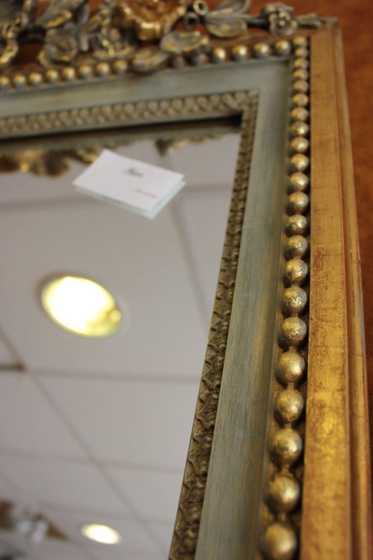 71 X 221 cm, Très grand miroir étroit d'entre-deux XIXème